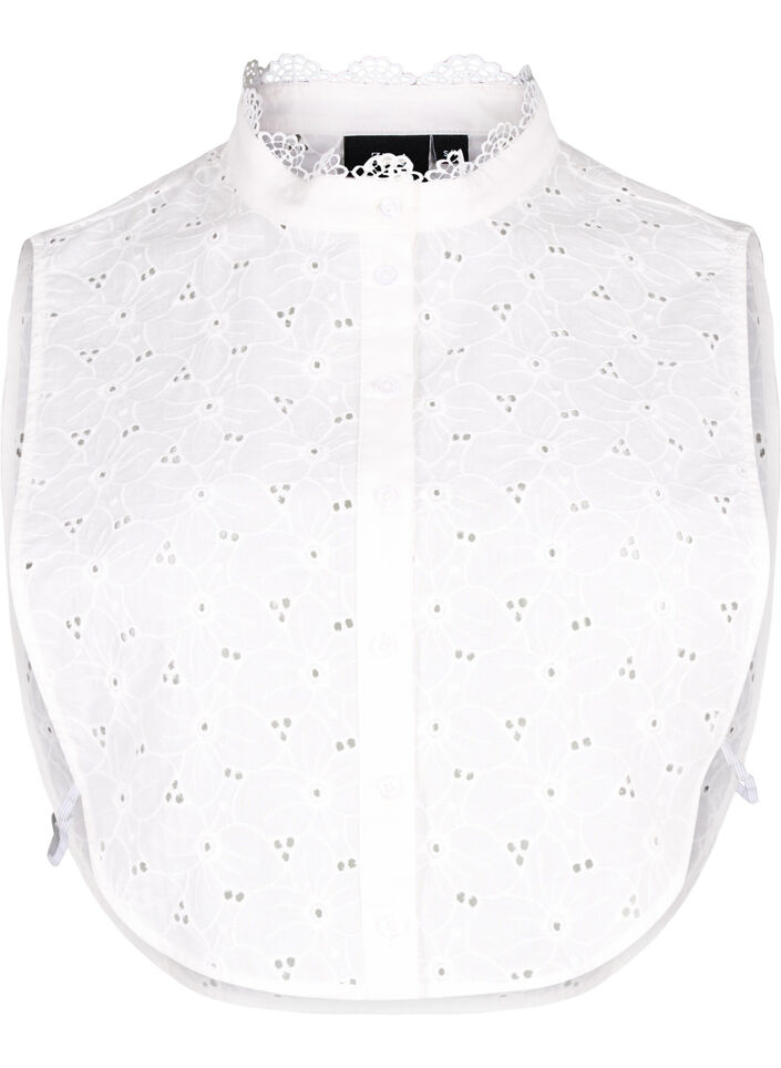 Krage i broderie anglaise, Bright White, Packshot image number 0