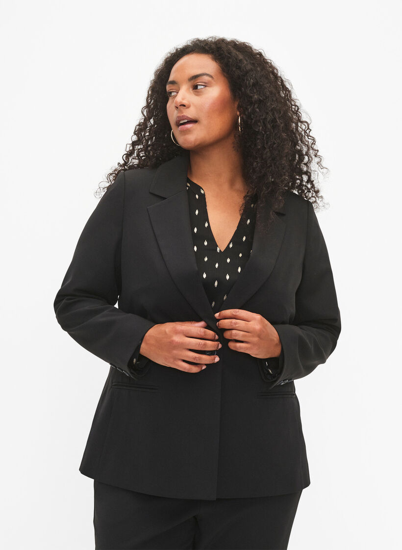 Blazer med en knappstängning, Black, Model image number 0