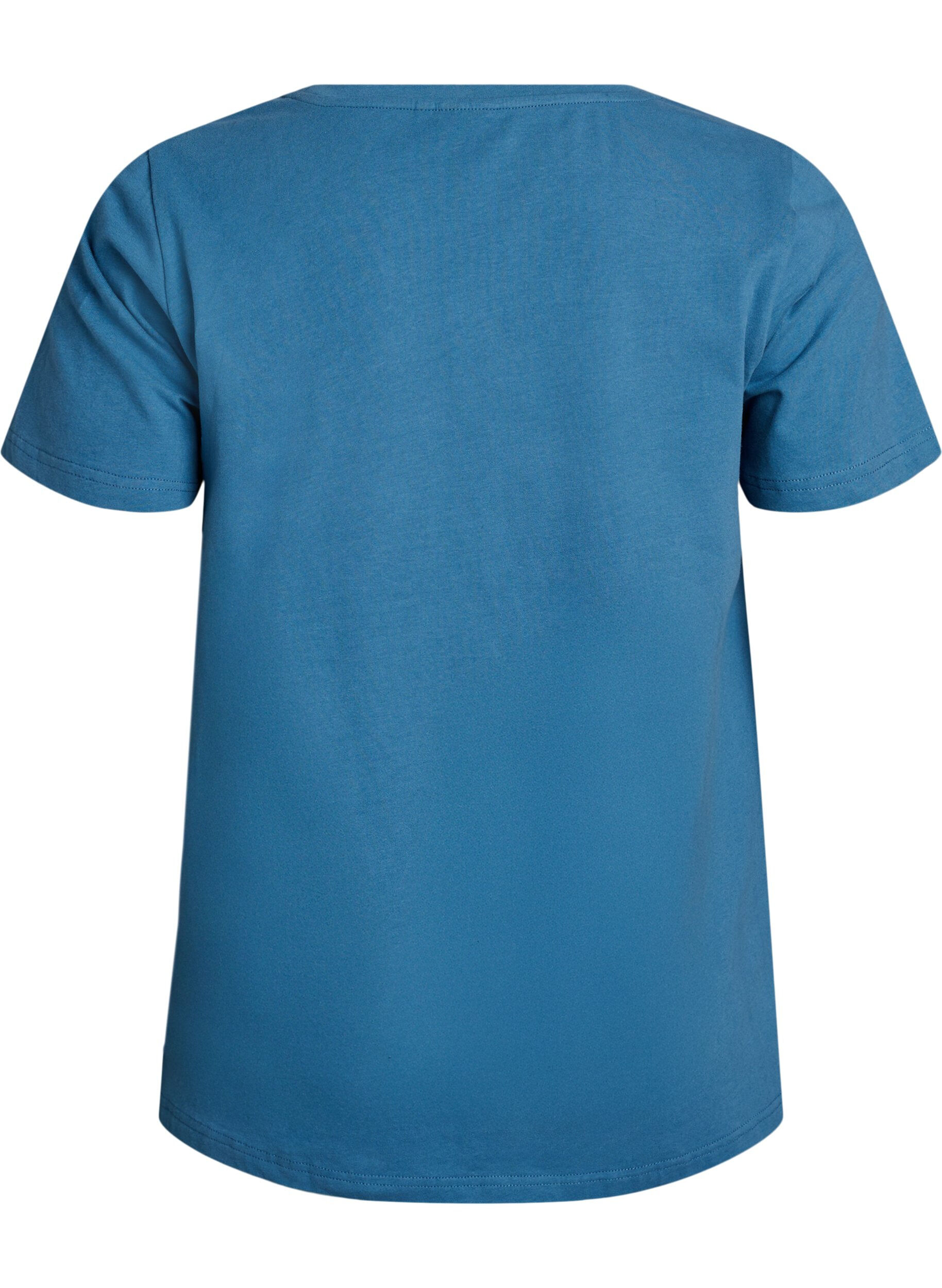 ZizziEnf&auml;rgad bas-t-shirt i bomull, Bl&aring;, Packshot image number 1