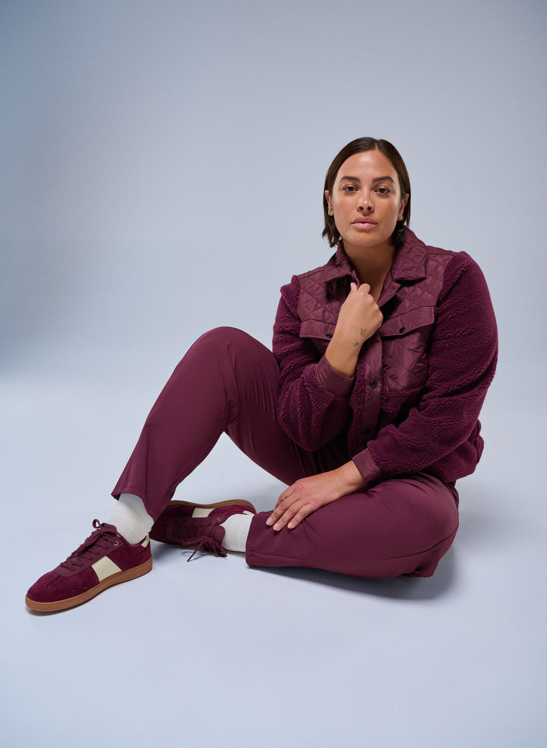 Zizzi Fleecejacka med quiltade detaljer, R&ouml;d, Image image number 0