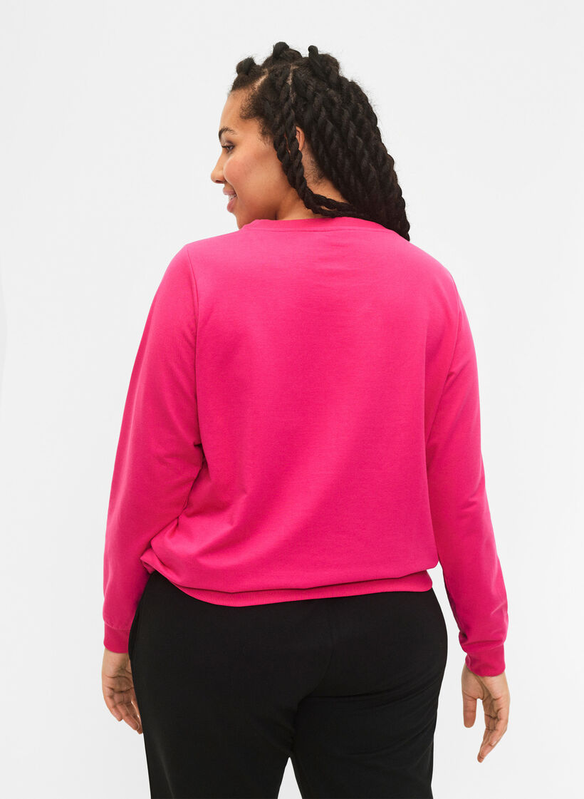 Sweatshirt med text, Fuchsia P. W. Reset, Model image number 1