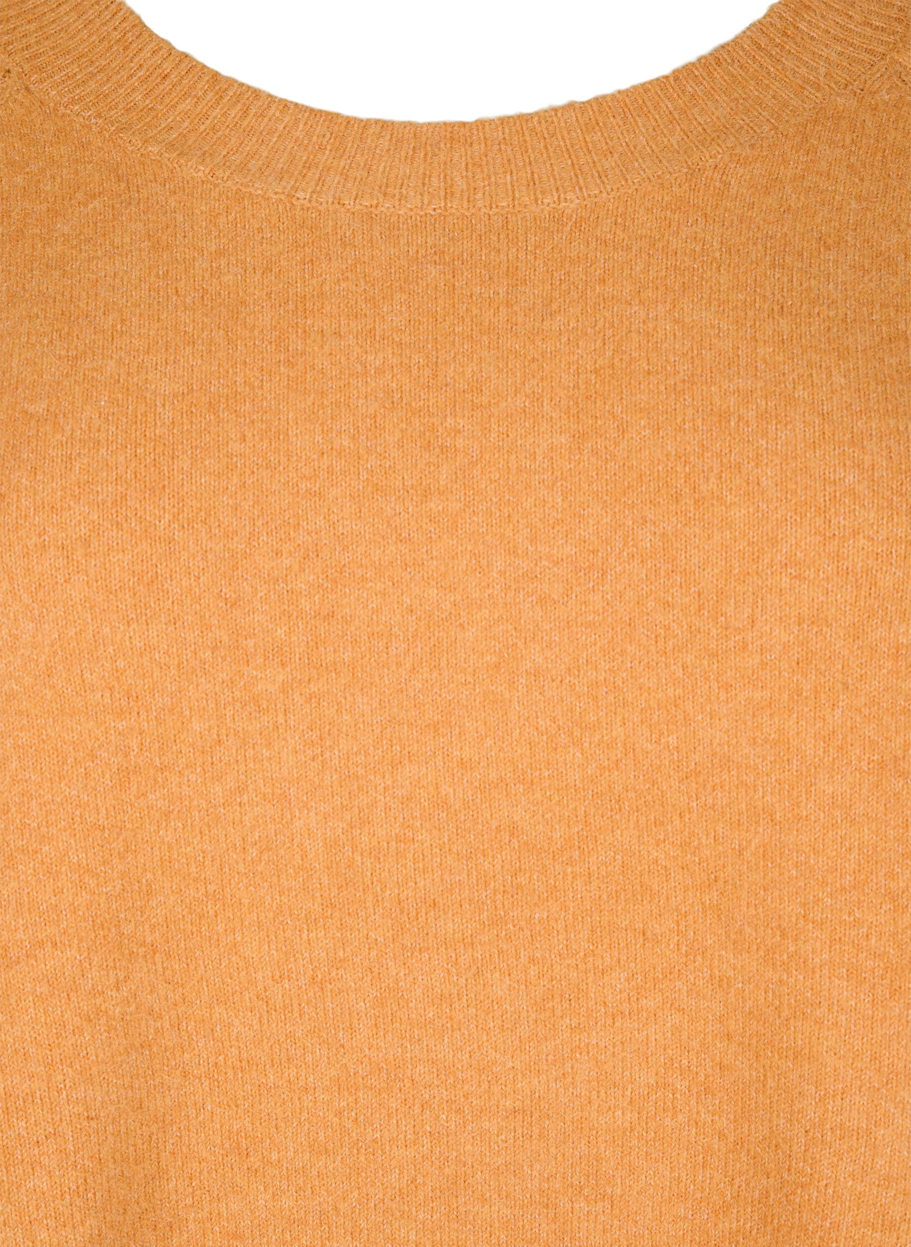 Zizzi Stickad blus med p&auml;rldetaljer, Yam White Mel., Packshot image number 2