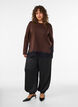 Blus i jersey med spetskant, Brun, Model image number 1