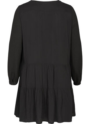 A-linjeformad klänning med långa ärmar, Black, Packshot image number 1