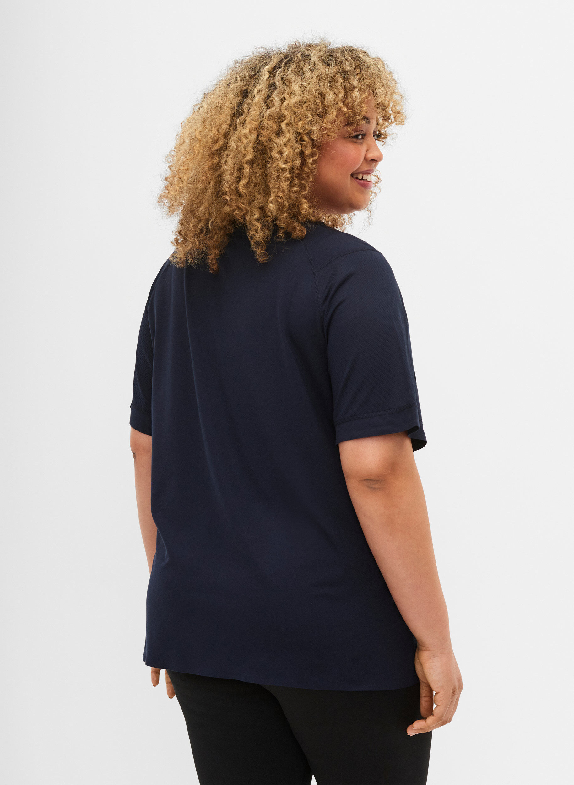 Zizzi Kort&auml;rmad tr&auml;ningstr&ouml;ja med rund hals , Night Sky, Model image number 1