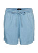 Shorts i denimlook med res&aring;r i midjan och dragsko, Bl&aring;, Packshot image number 0