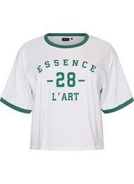 T-shirt i bomull med texttryck och boxig passform, Vit