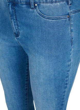 Croppade Amy jeans med pärlor, Blue denim, Packshot image number 2