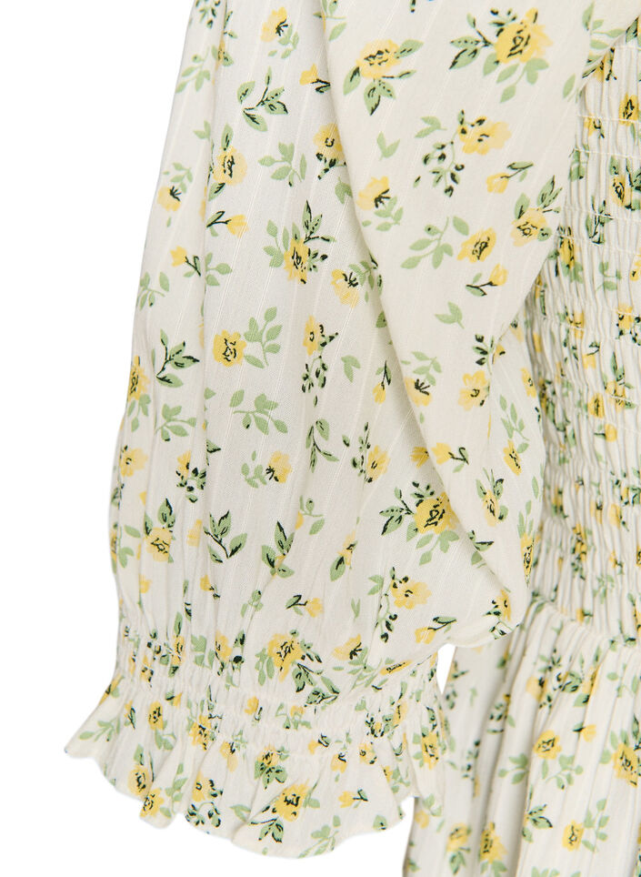 Blommig sommarkl&auml;nning i viskos, Vit, Packshot image number 3