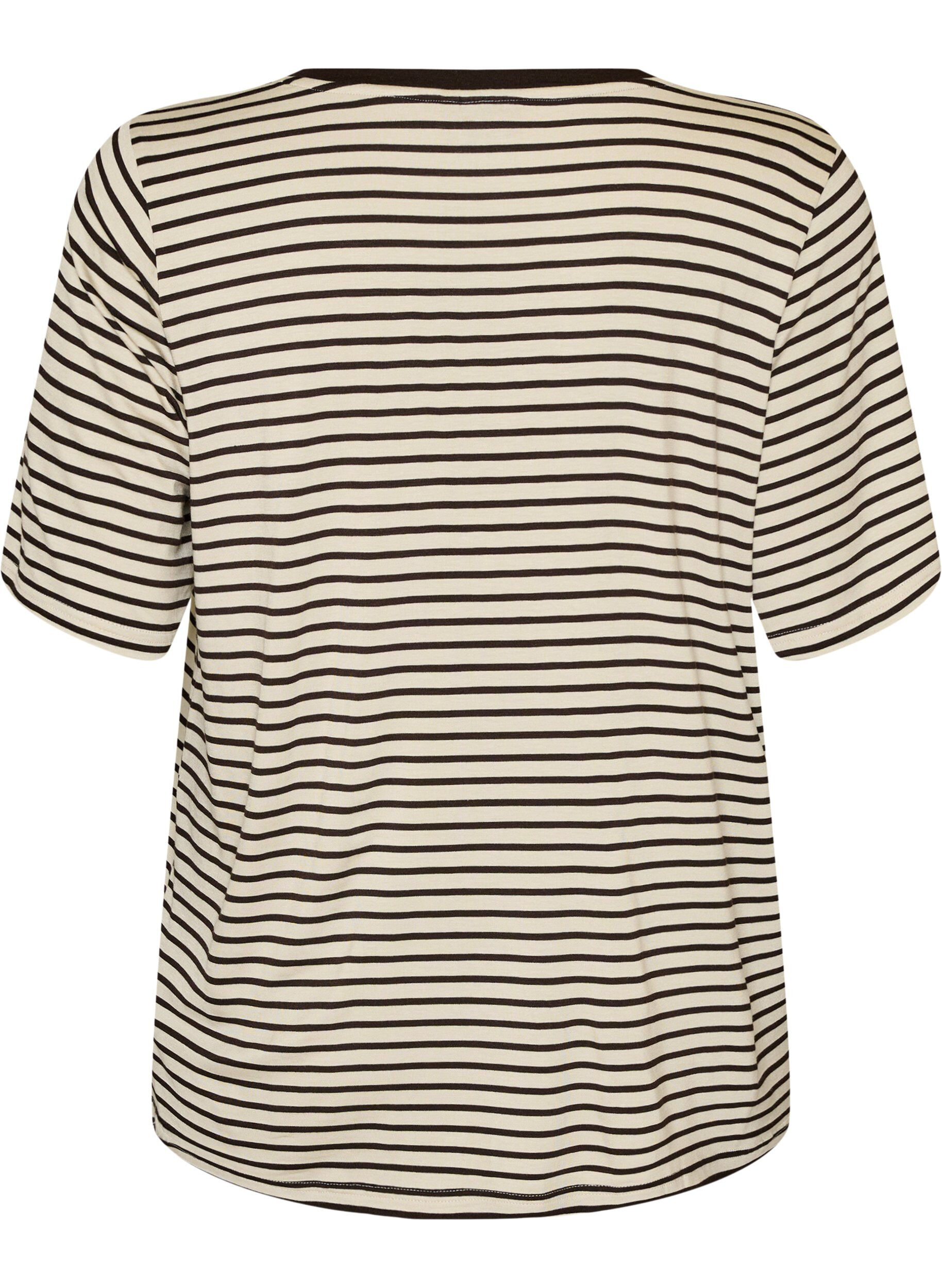 ZizziT-shirt i TENCEL&trade; Lyocell med r&auml;nder, Brun, Packshot image number 1