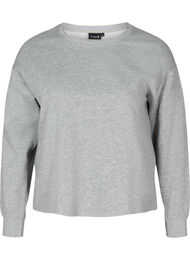 Croppad sweatshirt med rund hals, Light Grey Melange