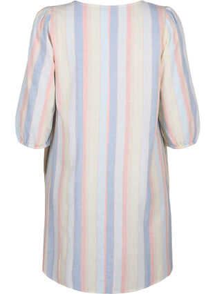 Kort klänning i bomullsblandning med linne, Multi Color Stripe, Packshot image number 1