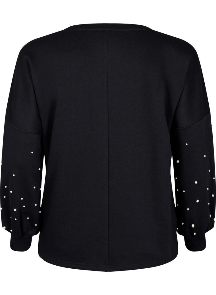 Sweatshirt med pärlor, Black, Packshot image number 1