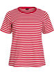 Randig t-shirt med ribbad struktur, R&ouml;d, Packshot image number 0