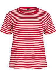 Randig t-shirt med ribbad struktur, R&ouml;d