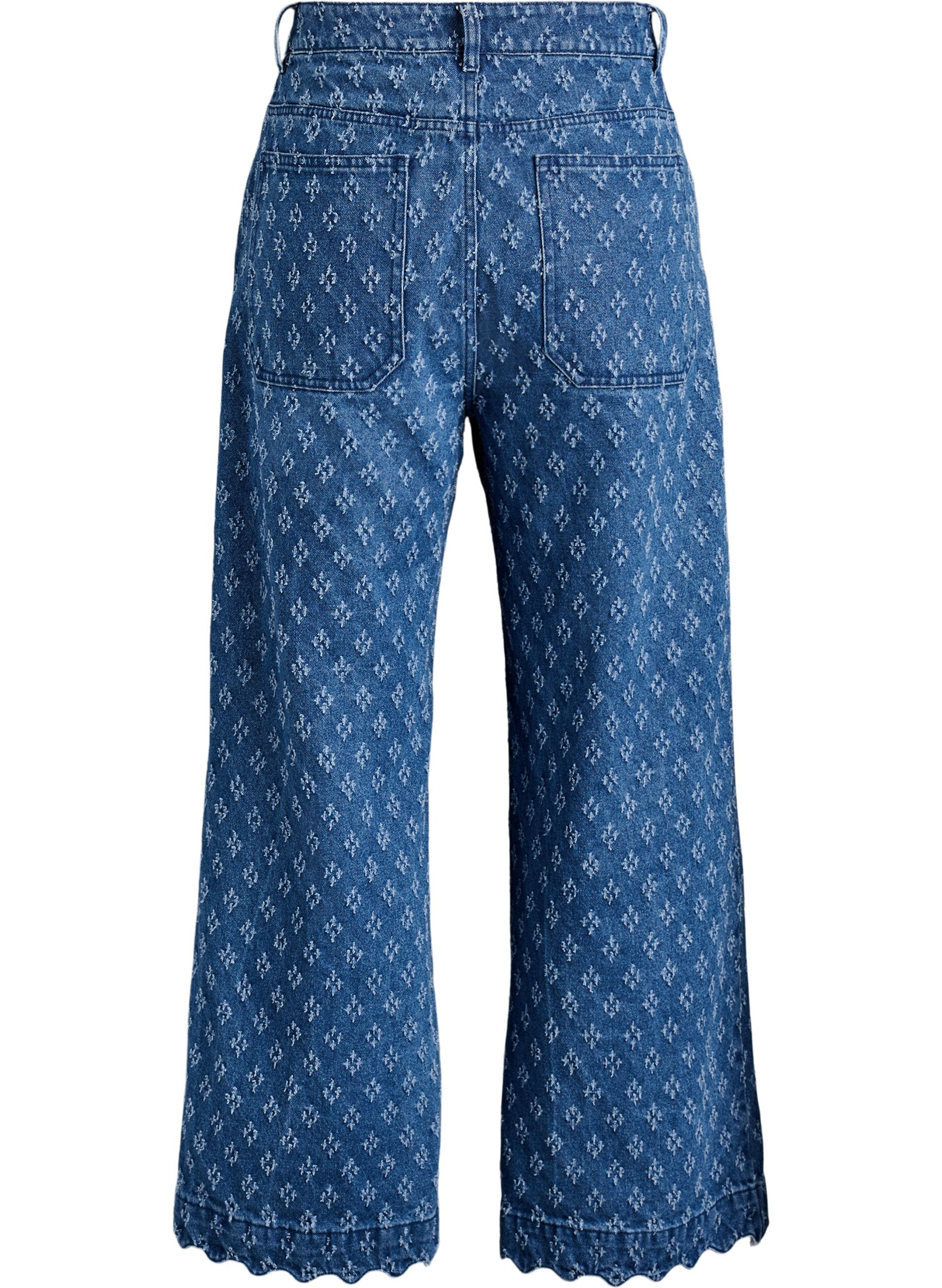 ZizziMyra jeans med bred passform och slitningar, Bl&aring;, Packshot image number 1