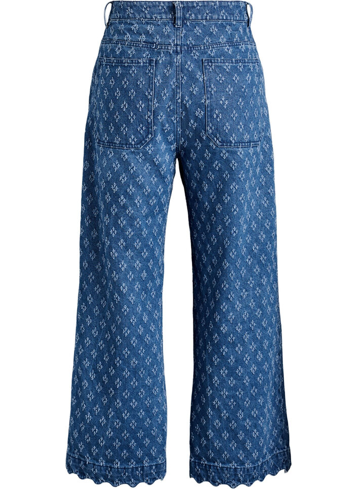 Myra jeans med bred passform och slitningar, Bl&aring;, Packshot image number 1