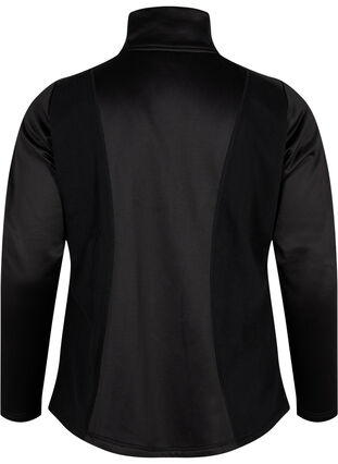 Sportig cardigan med blixtlås och hög hals, Black, Packshot image number 1