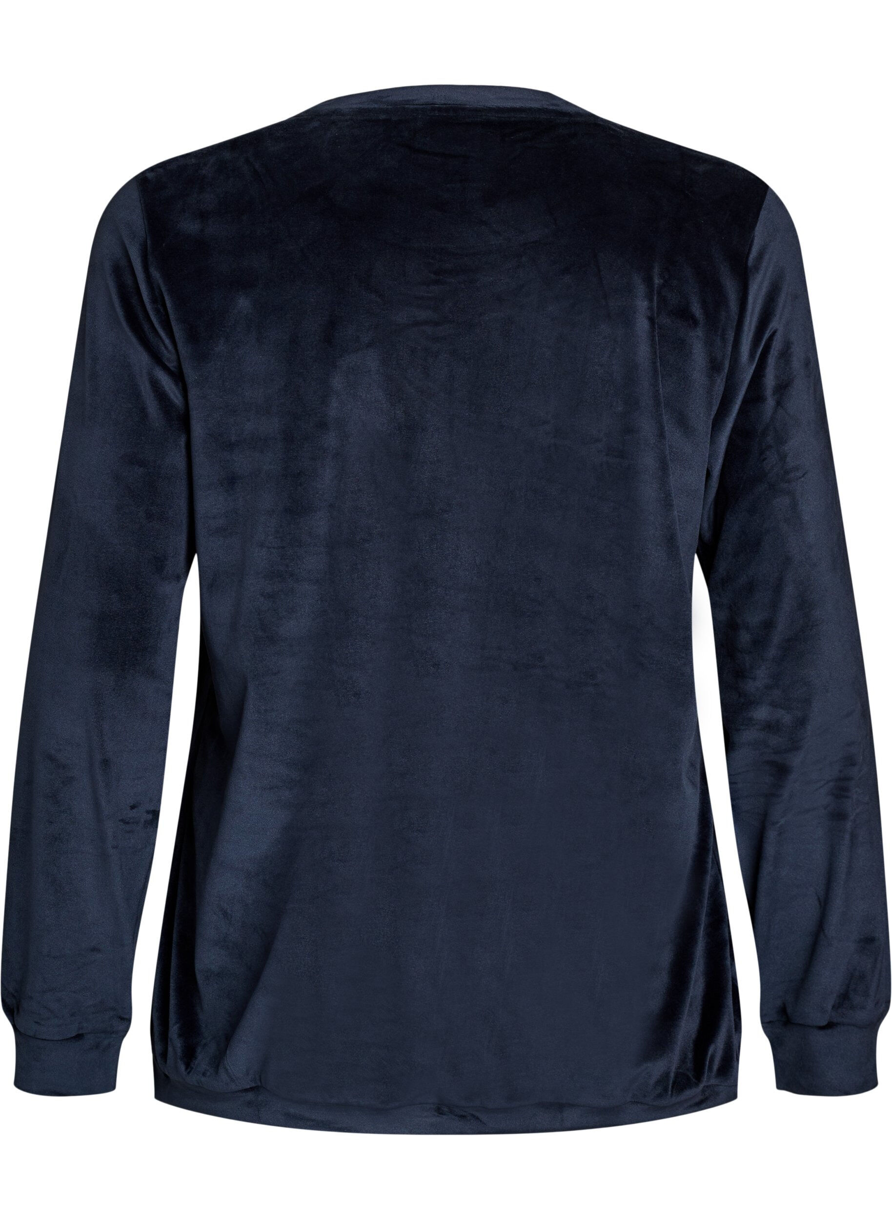 ZizziBlus i velour med broderad text, Bl&aring;, Packshot image number 1
