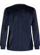 Blus i velour med broderad text, Bl&aring;, Packshot image number 1