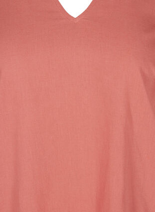 Kortärmad klänning i bomullsmix med linne, Canyon Rose, Packshot image number 2