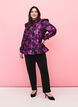 Blus i blommig jacquard med volangdetaljer, Dark Blue Pink, Model image number 2
