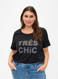 T-shirt med nitar i ekologisk bomull, Black W. TRÉS, Model