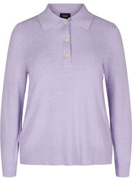 Stickad tröja med krage och dekorativa knappar, Purple Rose Mel.
