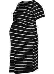 Randig gravidklänning i viskos, Black Grey Stripe, Packshot