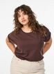 Kort&auml;rmad t-shirt i bomullsmix, Brun, Model image number 0