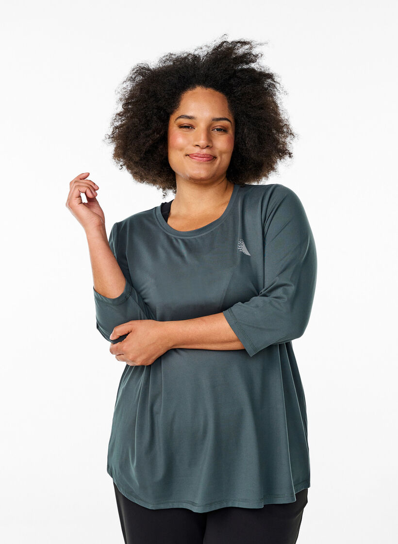 Träningsblus med trekvartsärm, Grå, Model image number 0