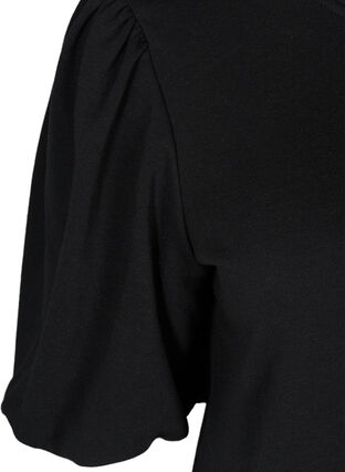 Sweatklänning med puffärmar, Black, Packshot image number 2