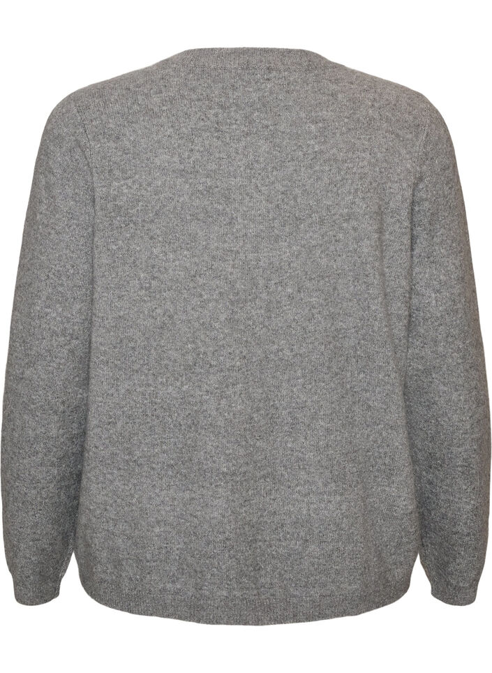 Cardigan med knappar och rundad framtill, Gr&aring;, Packshot image number 1