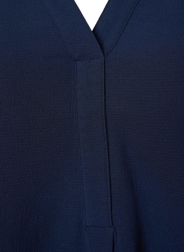 Enfärgad blus med v-hals, Navy Blazer, Packshot image number 2