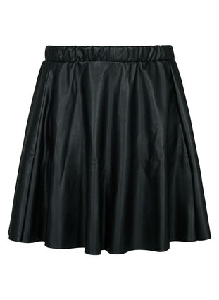 Lös kjol i läderimitation, Black, Packshot image number 0