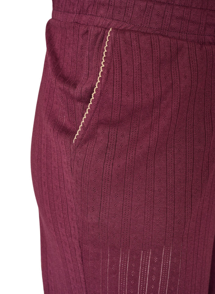 Pyjamasbyxor i ekologisk bomull med h&aring;lbroderi, M&ouml;rk Bordeaux, Packshot image number 2