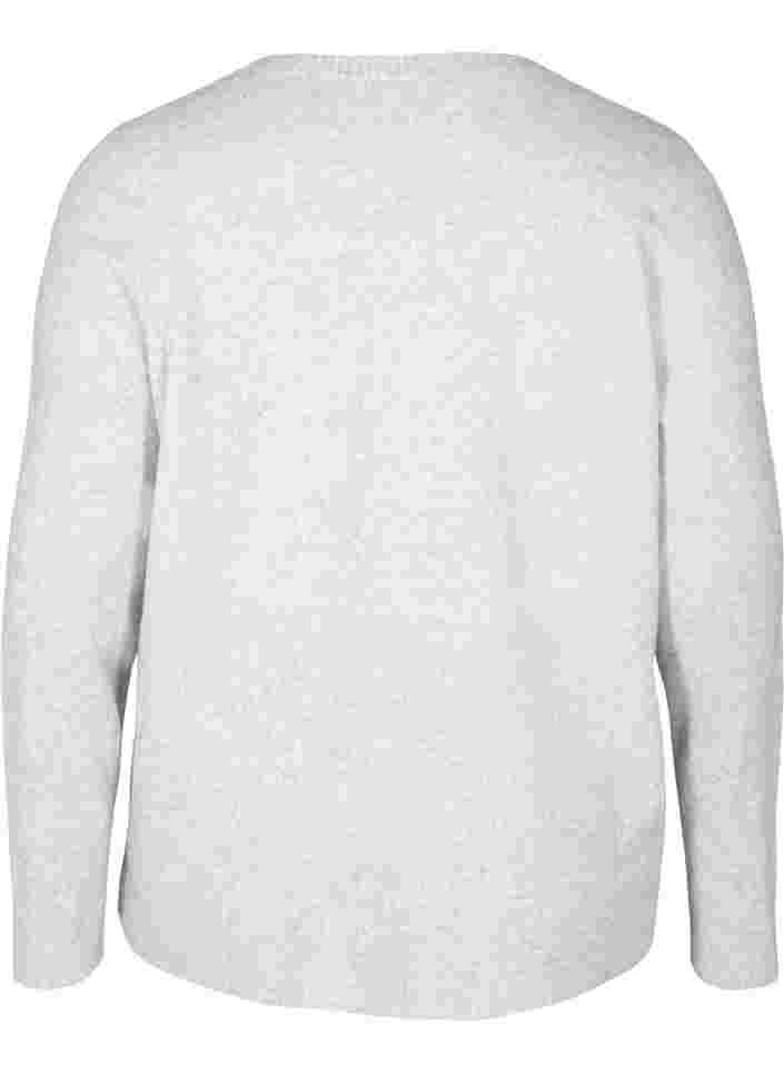 Kort, melerad stickad cardigan med knappar, Light Grey Melange, Packshot image number 1