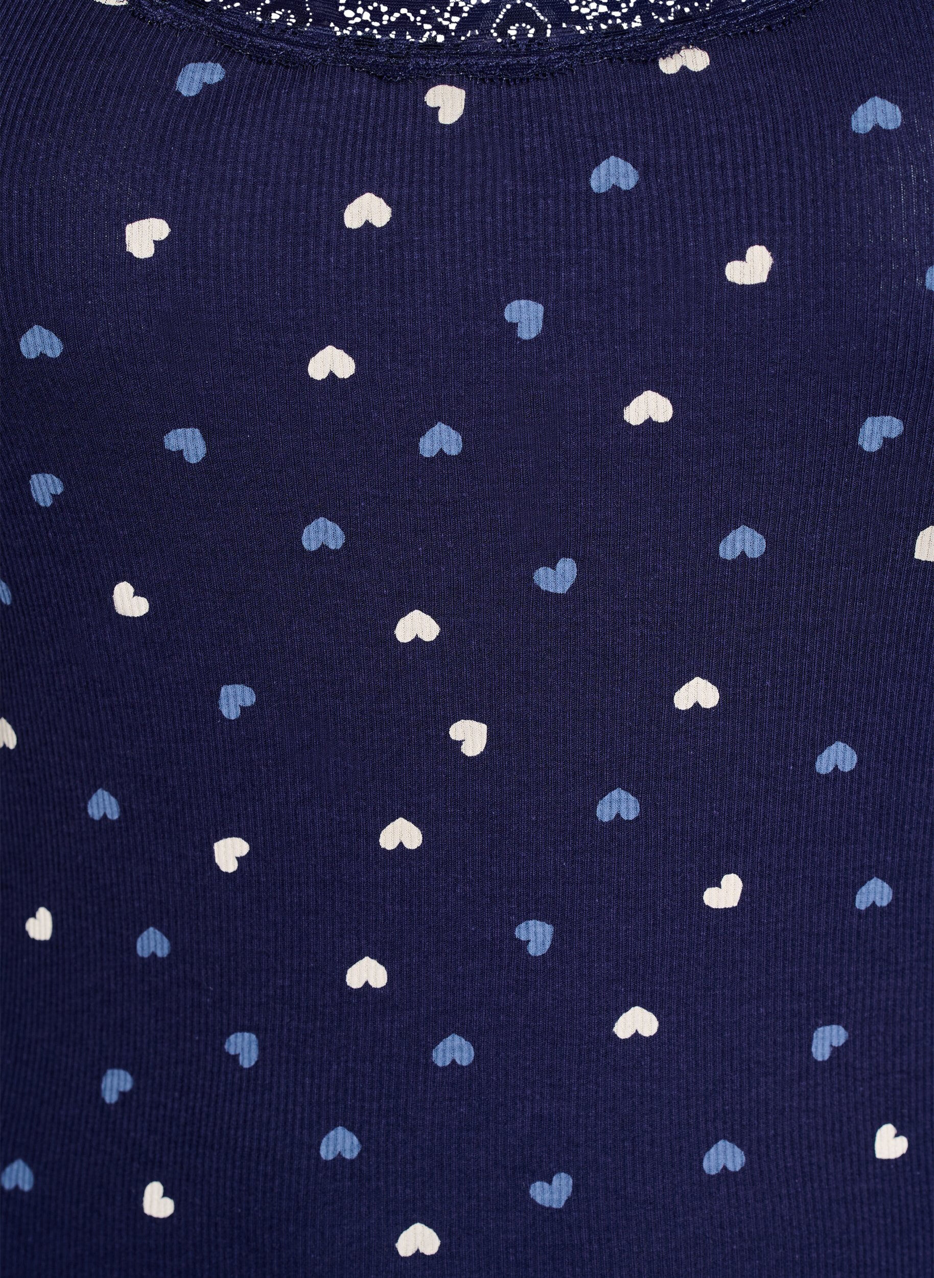 Zizzi Topp med tryck och spetskant, Bl&aring;, Packshot image number 2