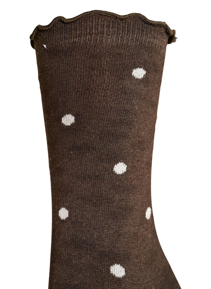 Strumpor i bomull med m&ouml;nster, Brun, Packshot image number 2