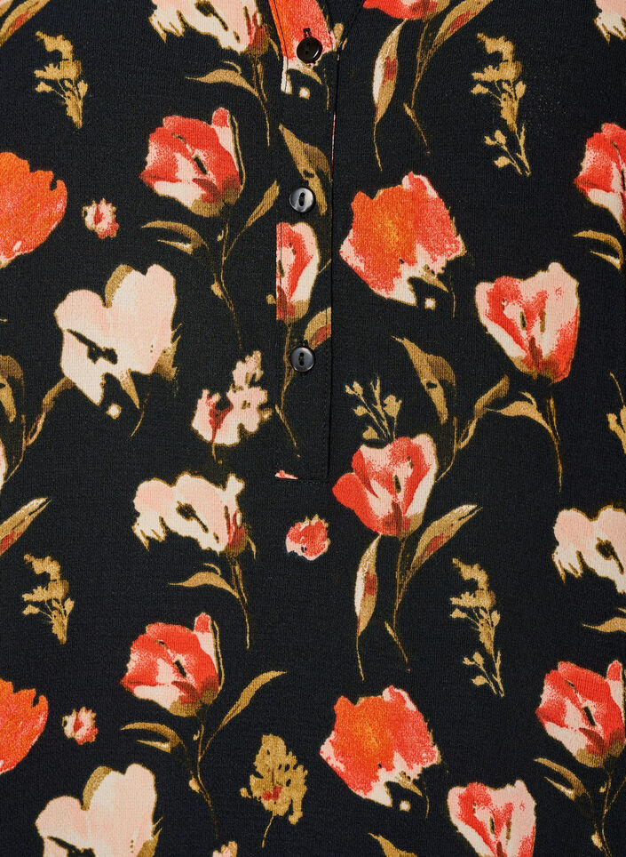 V-ringad blus med korta &auml;rmar, Svart, Packshot image number 2