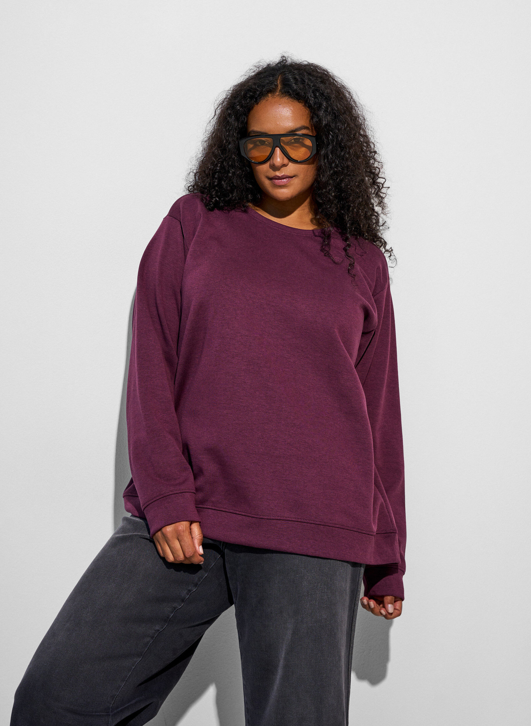ZizziSweatshirt med rund halsringning, R&ouml;d, Model image number 0