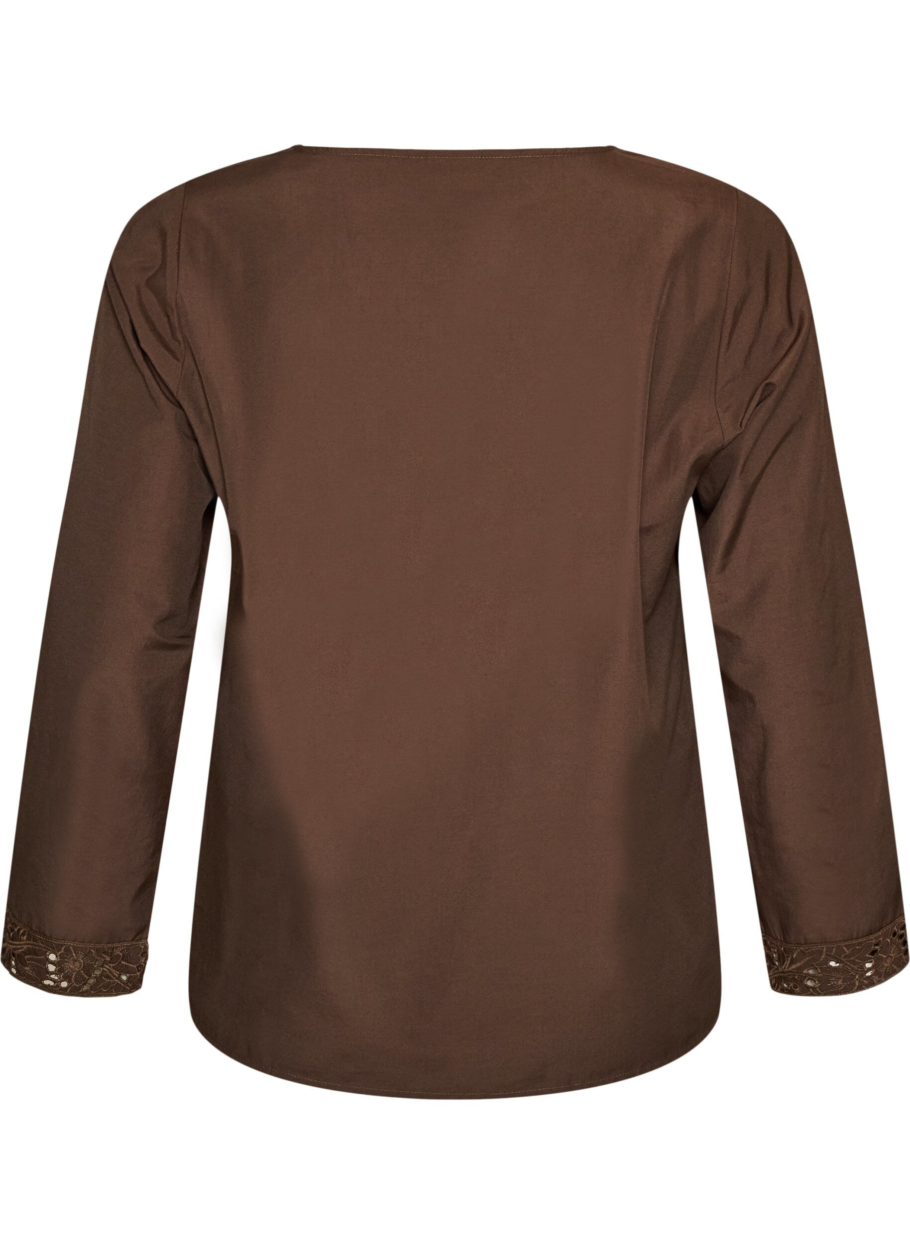 ZizziSkjortblus med broderie anglaise, Brun, Packshot image number 1