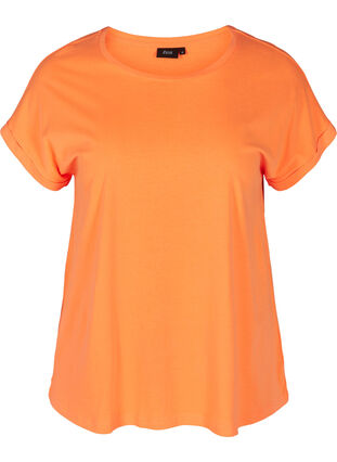Neonfärgad t-shirt i bomull, Neon Coral, Packshot image number 0