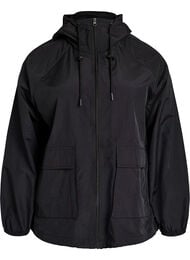 L&auml;tt jacka med huva och fickor, Svart