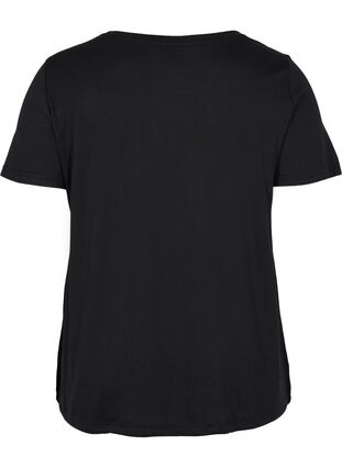 Kortärmad t-shirt med dragsko i nederkant, Black, Packshot image number 1