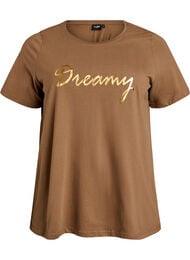 T-shirt med tryck, Brun