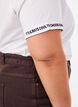 T-shirt i bomull med broderad text, Vit, Model image number 4
