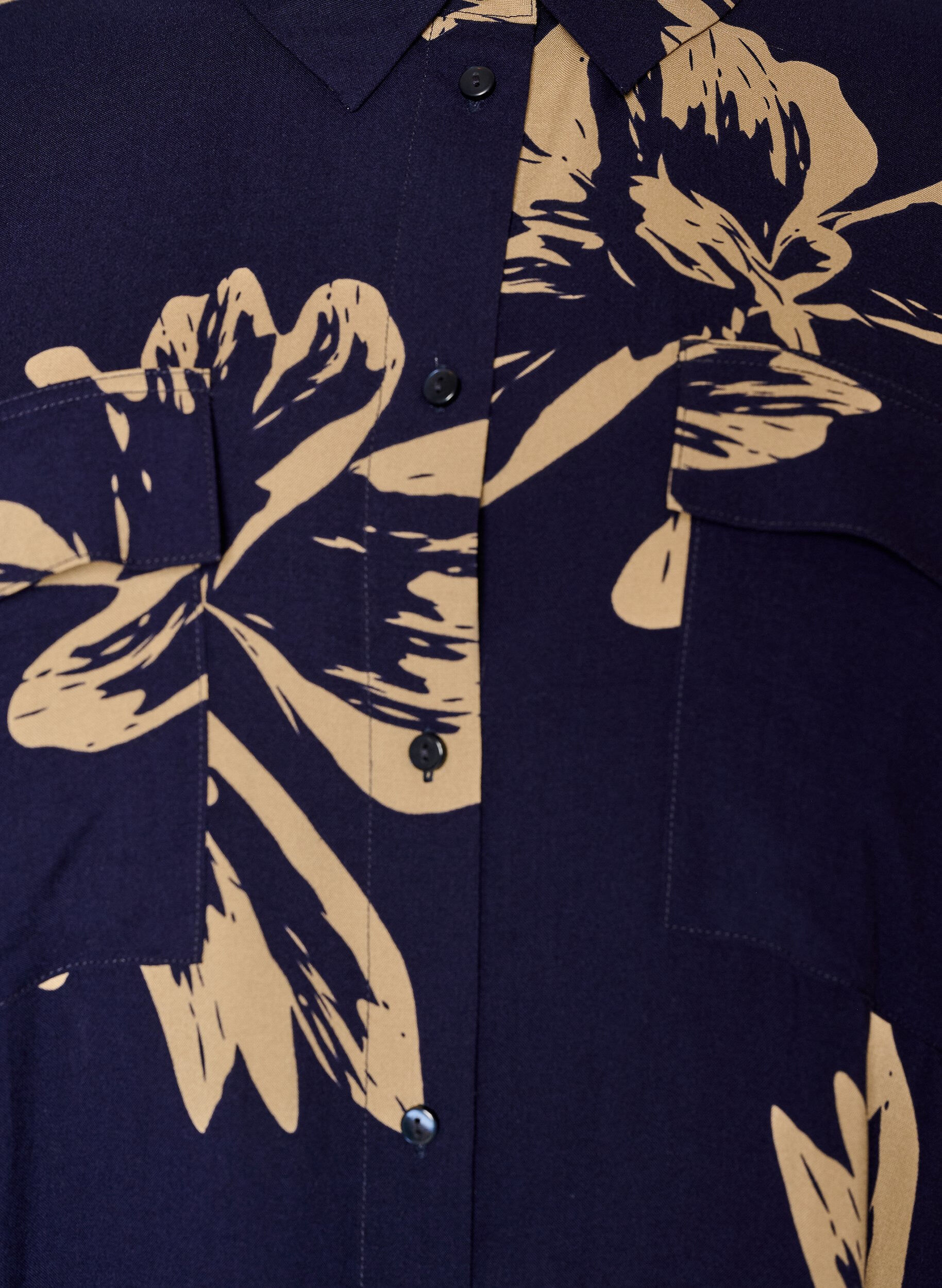 Zizzi L&aring;ng skjortkl&auml;nning med korta &auml;rmar, Bl&aring;, Packshot image number 2