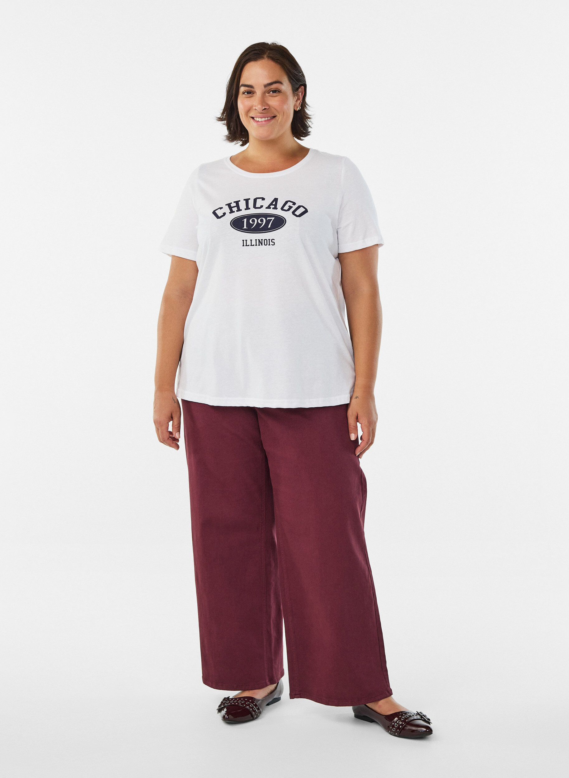 Zizzi FLASH - T-shirt med tryck, Vit, Model image number 1