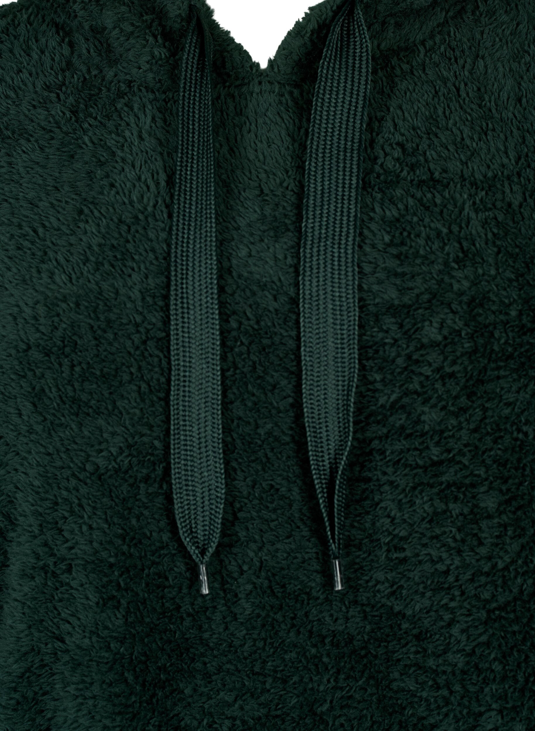 Zizzi Kl&auml;nning i teddy med huva, Scarab, Packshot image number 2